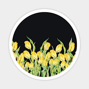 Black and Yellow Tulips Floral Watercolor Art Magnet